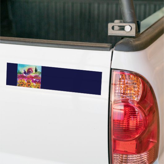 ZONNEN EN ZWARTE ROOSTER BUMPERSTICKER (Op Truck)