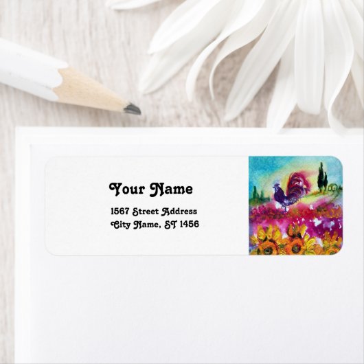 ZONNEN EN ZWARTE ROOSTER ETIKET (Insitu)