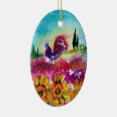 ZONNEN EN ZWARTE ROOSTER KERAMISCH ORNAMENT (Rechts)