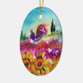 ZONNEN EN ZWARTE ROOSTER KERAMISCH ORNAMENT (Links)