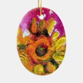 ZONNEN EN ZWARTE ROOSTER KERAMISCH ORNAMENT (Achterkant)