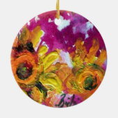 ZONNEN EN ZWARTE ROOSTER KERAMISCH ORNAMENT (Achterkant)