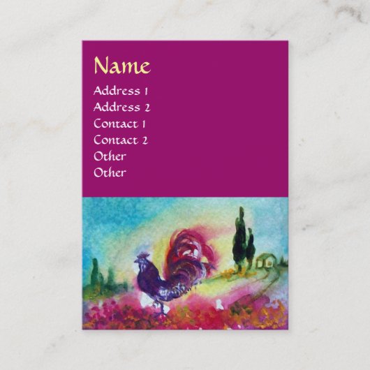 ZONNEN EN ZWARTE ROOSTER Paars Visitekaartje (Voorkant)