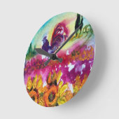 ZONNEN EN ZWARTE ROOSTER RONDE KLOK (Hoek)