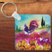 ZONNEN EN ZWARTE ROOSTER SLEUTELHANGER (Voorkant)