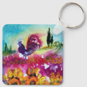 ZONNEN EN ZWARTE ROOSTER SLEUTELHANGER (Achterkant)