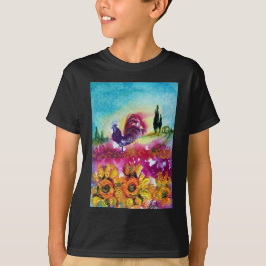 ZONNEN EN ZWARTE ROOSTER T-SHIRT (Voorkant)