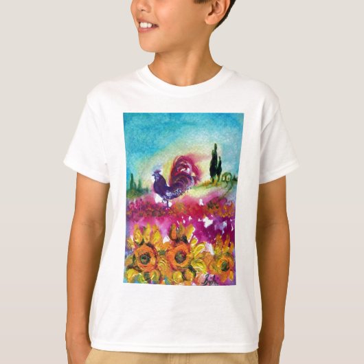 ZONNEN EN ZWARTE ROOSTER T-SHIRT (Voorkant)