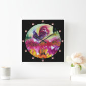 ZONNEN EN ZWARTE ROOSTER VIERKANTE KLOK (Huis)