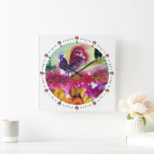 ZONNEN EN ZWARTE ROOSTER, wit Vierkante Klok (Huis)