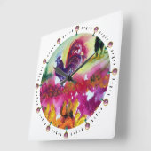 ZONNEN EN ZWARTE ROOSTER, wit Vierkante Klok (Hoek)