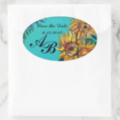 ZONNEN IN BLAUW BLAUWGROEN Opslaan Datum Monogram Ovale Sticker (Tas)