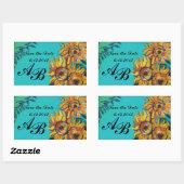 ZONNEN IN BLAUW BLAUWGROEN Opslaan Datum Monogram Rechthoekige Sticker (Vel)