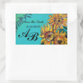 ZONNEN IN BLAUW BLAUWGROEN Opslaan Datum Monogram Rechthoekige Sticker (Tas)