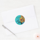 ZONNEN IN BLAUW BLAUWGROEN Opslaan Datum Monogram Ronde Sticker (Envelop)