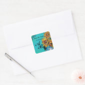 ZONNEN IN BLAUW BLAUWGROEN Opslaan Datum Monogram Vierkante Sticker (Envelop)