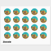 ZONNEN IN BLAUWE TURQUOÏE Save the Date Ronde Sticker (Vel)