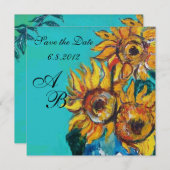 ZONNEN IN BLAUWE TURQUOÏE SUMMER-MONOGRAM KAART (Voorkant / Achterkant)