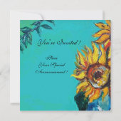 ZONNEN IN BLAUWE TURQUOÏE SUMMER-MONOGRAM KAART (Achterkant)