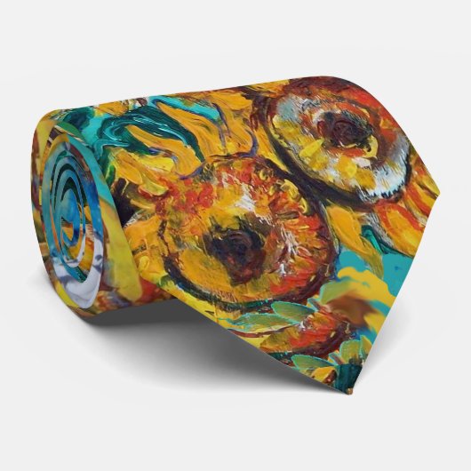 ZONNEN IN TURQUOISE BLAUW STROPDAS (Opgerold)