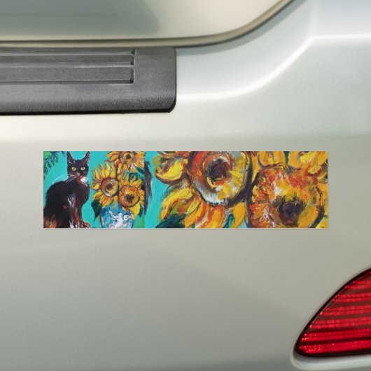 ZONNEN MET CAT BUMPERSTICKER (Op auto)