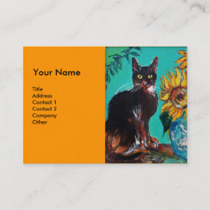 ZONNEN MET KAT, oranje geel Visitekaartje