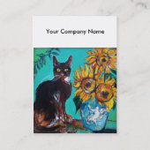 ZONNEN MET ZWARTE CAT-geel Aqua Blue Visitekaartje (Achterkant)