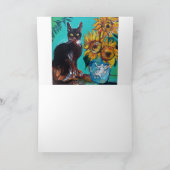 ZONNEN MET ZWARTE CAT/Moederdag Kaart (Binnen)