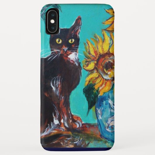 ZONNEN MET ZWARTE KAT IN BLAUWE TURQUOÏE Case-Mate iPhone CASE (Achterkant)