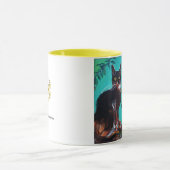 ZONNEN MET ZWARTE KAT IN BLAUWE TURQUOÏE MOK (Midden)