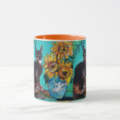 ZONNEN MET ZWARTE KAT IN BLAUWE TURQUOÏE MOK (Midden)