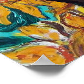 ZONNEN MET ZWARTE KAT IN BLAUWE TURQUOÏE POSTER (Hoek)