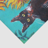 ZONNEN MET ZWARTE KAT IN BLAUWE TURQUOÏE TISSUEPAPIER (Detail)