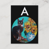 ZONNEN MET ZWARTE KATTE MONOGRAM Blue Yellow Visitekaartje (Achterkant)