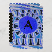 ZONNEN MONOGRAM Geometrisch BlauwTurquoise Wit Zwa Kaart (Voorkant / Achterkant)