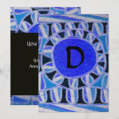 ZONNEN MONOGRAM,helder blauw turquoise zwart wit Kaart (Voorkant / Achterkant)