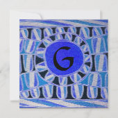 ZONNEN MONOGRAM,helder blauw turquoise zwart wit Kaart (Voorkant)