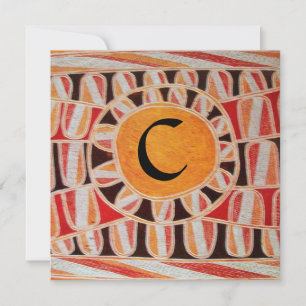 ZONNEN MONOGRAM,helder geel oranje zwart wit Kaart