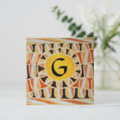 ZONNEN MONOGRAM,helder geel oranje zwart wit Kaart (Staand voorkant)