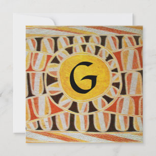 ZONNEN MONOGRAM,helder geel oranje zwart wit Kaart