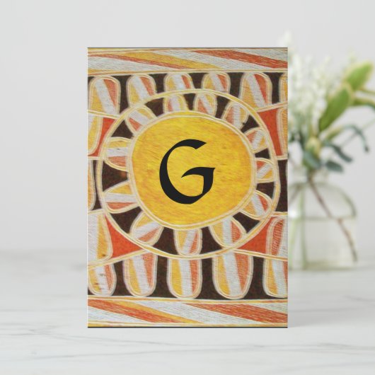 ZONNEN MONOGRAM,helder geel rood zwart wit bruin Kaart (Staand voorkant)