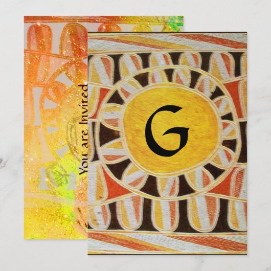 ZONNEN MONOGRAM,helder geel rood zwart wit bruin Kaart (Voorkant / Achterkant)