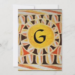 ZONNEN MONOGRAM,helder geel rood zwart wit bruin Kaart