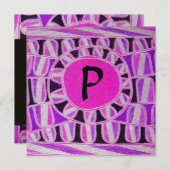 ZONNEN MONOGRAM, helder roze fuchsia zwart wit Kaart (Voorkant / Achterkant)