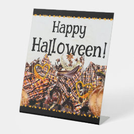 ZONNEN! SUNSHINE! FIJNE HALLOWEEN! :) RECHTHOEKIGE RECLAMEBORD MET VOETSTUK