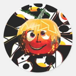 ZONNEN! SUNSHINE! :) SPOOKY HALOWEEN POMPOEN ZON RONDE STICKER