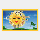 ZONNEN! SUNSHINE! ZONNIGE GOLFDAG! RECHTHOEKIGE STICKER (Voorkant)