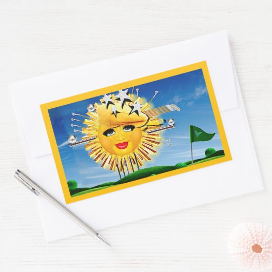 ZONNEN! SUNSHINE! ZONNIGE GOLFDAG! RECHTHOEKIGE STICKER (Envelop)