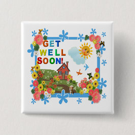 ZONNEN ZONNEN GOED Buttonnen Vierkante Button 5,1 Cm