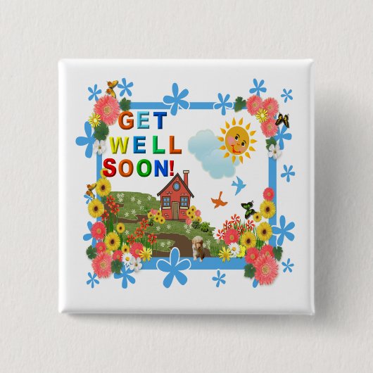 ZONNEN ZONNEN GOED Buttonnen Vierkante Button 5,1 Cm (Voorkant)